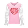 thumbnail image 6 of Valentines Day Gifts for Her Cute V-Neck Lace Insert Blouse Long Sleeve Floral Valentines Print Outfits Delicate Feminine Clothing Romance Soft Tops, 6 of 6