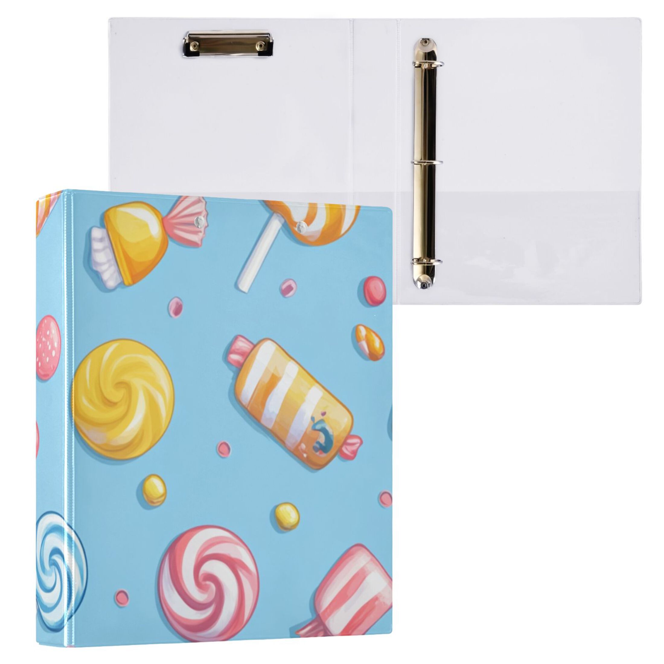 Many Candies 3 Ring Binders 1.5 inch Hardcover File Folders with Interior Pockets A4 Size Organizer for School Office Hospital