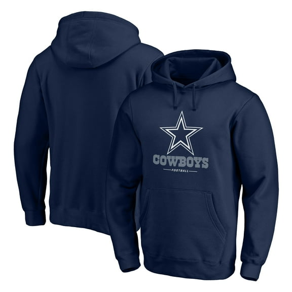 Men's Navy Dallas Cowboys Logo Team Lockup Fitted Pullover Hoodie