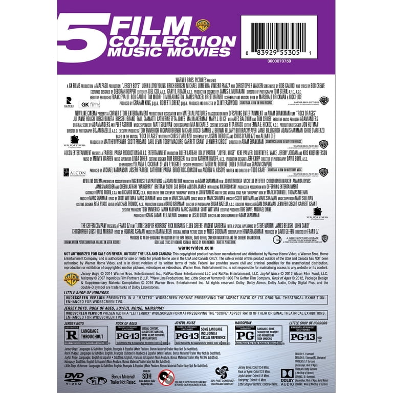 SDS, 5 Film Collection, Music Movies DVD Set, Rated R, Includes