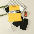 thumbnail image 2 of AJTQTH Father's Day 2PC Set for Boys Toddler Summer Comfy Loose Fit Clothes Gift for Kids Short-Sleeved Crewneck Tees Tops T-shirts and Drawstring Shorts with Pockets Yellow 12 Months, 2 of 9