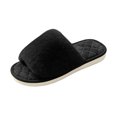 thumbnail image 6 of JUSLIO Womens House Slippers Non Slip Indoor House Slippers Open Toe Slides Slip On Fuzzy Plush Flat Sole Slippers Black, 6 of 7