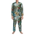 thumbnail image 3 of Yiaed Vintage Print Island Skull Print Men’s Pajamas Set - Long Sleeve Button Down Sleep Shirt and Pajama Bottoms Sleepwear Set Mens Pjs Sets Men's Pajama Bottoms-Large, 3 of 7