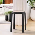 thumbnail image 2 of LeisureMod Tresse Stackable Dining Stool – Mid-Century Modern Round Backless Wicker-Top Seat Indoor Outdoor Use for Kitchen, Patio, Garden Set of 2, 2 of 10