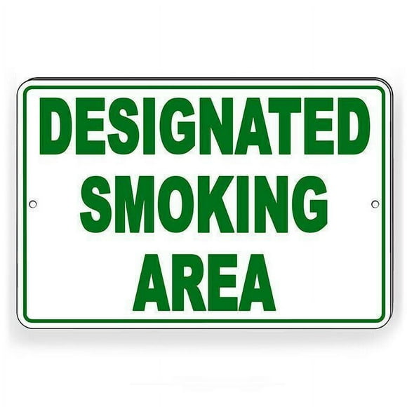 Size: 16" x 12" - Designated Smoking Area Smoking Permitted Metal Sign