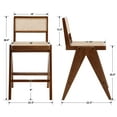 thumbnail image 2 of Dayalane 26" Rattan Counter Height Bar Stools Set of 2, French Bar Stools with Cane Back, Wooden Farmhouse Kitchen Chairs Counter Stools with Footrest for Kitchen Island Bistro Bar, Walnut, 2 of 8
