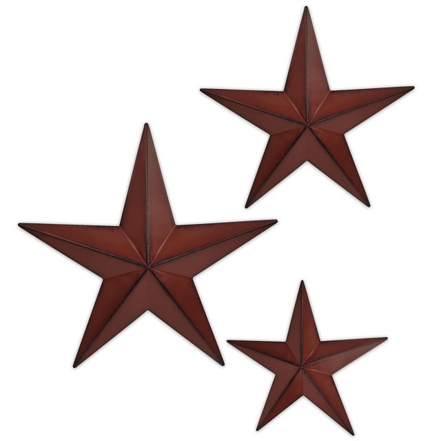 Arte de pared decorativo de metal con forma de estrella de granero, 6, 9 12 pulgadas, juego de 3
