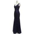 thumbnail image 3 of Sleeveless Double V-Neck Long Mermaid Sequin Formal Evening Dresses, 3 of 5