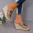 thumbnail image 5 of Dakaela Women's Wedge Platform Sandals 2025 Bohemian Rhinestone Espadrilles Slides Summer Beach Shoes, 5 of 7