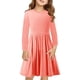thumbnail image 2 of Odeerbi Niñas Manga Larga A-Vestido de Manga Larga Para Niñas Vestido Acampanado de Primavera Vestido Elástico de Colores Sólidos Vestido de Patinadora Twirly Vestido de Recital Escolar, 2 of 9
