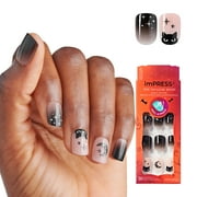 KISS imPRESS Halloween Press On Nails, ‘First Bite’, Black, Short Squoval, 30 Count