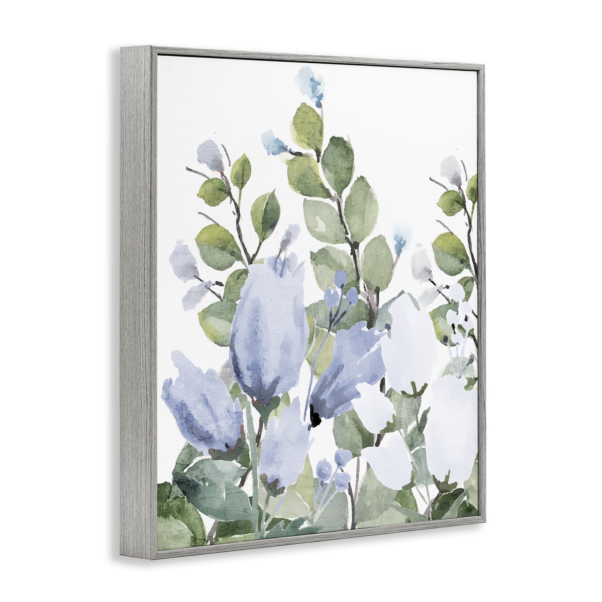 Stupell Industries Blue Spring Botanicals Gray Framed Giclee Art, design by Kim Allen