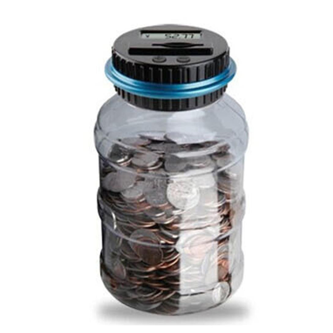LCD Showed Money Clear Digital Piggy Bank Coin Savings Counter Jar Change Gift U