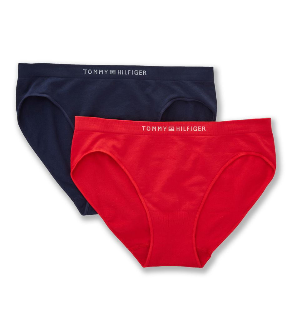 Women's Hilfiger R82T043 Seamless Bikini Panty - 2 Pack (Tango Red/Logo S) - Walmart.com