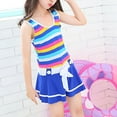thumbnail image 5 of YunPes Kids Girls Swimsuit Swimwear Summer Holiday Poptical Stripes Sport Splice Swim Skirt Girls Swimsuit Size 12 plus, 5 of 8