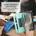 thumbnail image 5 of Allytechgroup Wallet Case for Samsung Galaxy S21 Ultra, 9 Cards Holder + Zipper Pocket + Hand Wrist Shockproof Stand Flip Cover RFID Blocking Phone Case for Women Men, Mint, 5 of 9