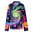 thumbnail image 4 of Delconic Womens Halloween Print Button Down Shirt Long Sleeve Casual Regular Fit Collared Blouse Floral Ghost Pattern Top Purple L, 4 of 7