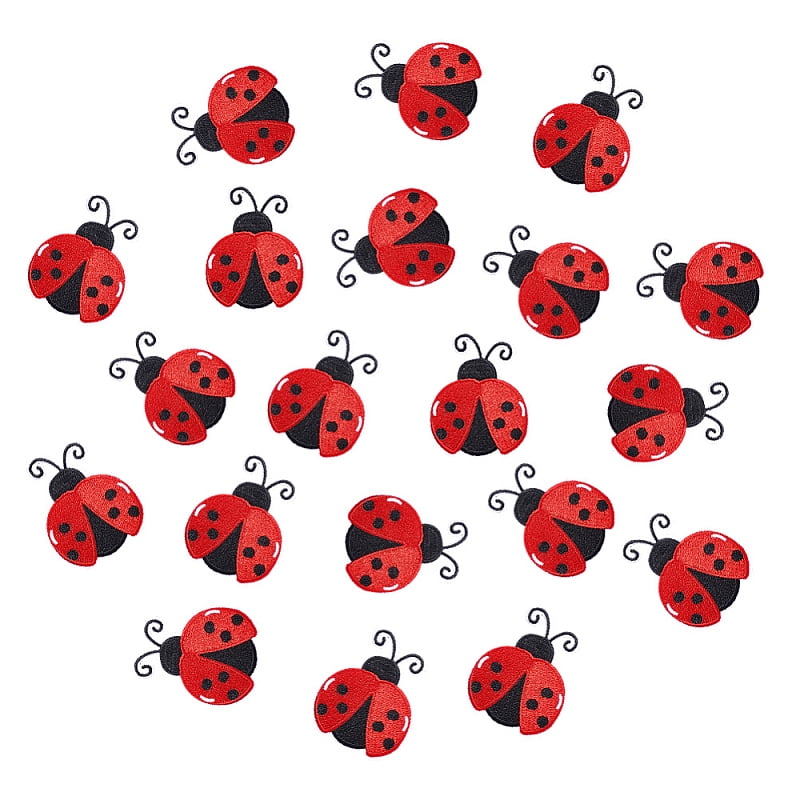 Polyester Embroidery Sew on Cloth Patches Sewing Craft Decoration Ladybug Red 59x46.5x1.5mm