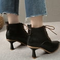 thumbnail image 5 of Lovskoo 2024 Dressy Ankle Boots for Women Leather Stiletto-Heels Pointed Toe Fall Retro Elastic Fashion High Heel Booties Wedding Dress Shoes Black, 5 of 9