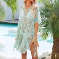 thumbnail image 4 of UPPADA Boho Swimsuit Coverup for Women Crochet Bathing Suit Mesh Swimwear Knit Tops Beach Dress Cover Up Tops Pullover Beach Coverups Army Green,Free Size, 4 of 8