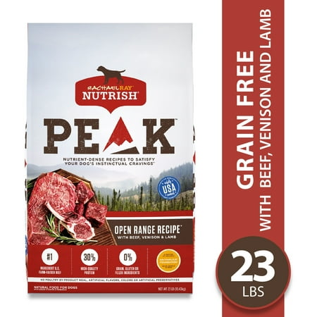 Rachael Ray Nutrish PEAK Natural Dry Dog Food, Grain Free, Open Range Recipe with Beef, Venison & Lamb, 23