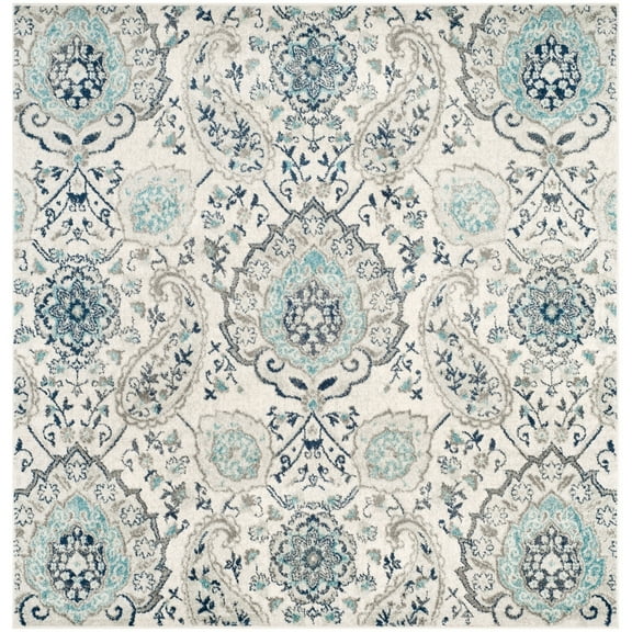 SAFAVIEH Madison Hope Floral Paisley Area Rug, Cream/Light Grey, 8' x 8' Square