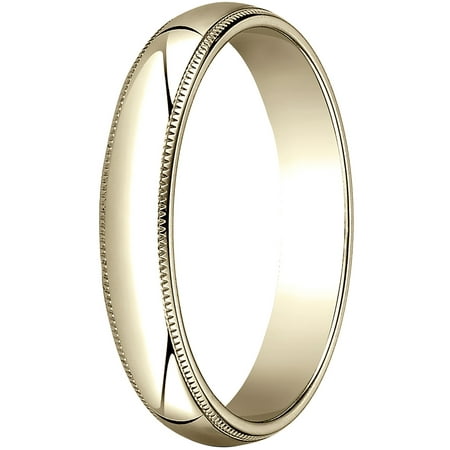 Womens 10K Yellow Gold, 4.0mm Traditional Dome Oval Wedding Band with Milgrain