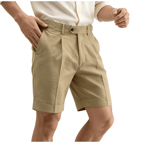 HBDesign Shorts en Seersucker Extensibles Légers pour Hommes, Shorts de Golf Décontractés d'Été pour la Plage 30-44W