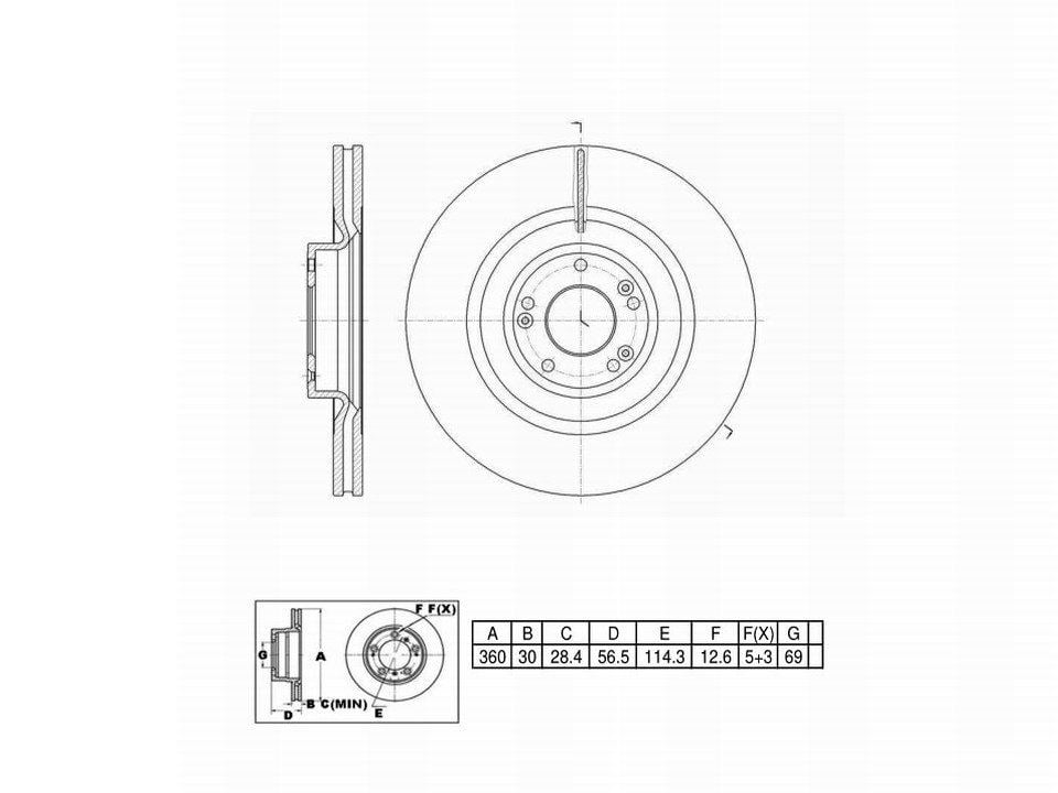 UltraHC Coated High Carbon Brake Rotor, Front UR003570, Hyundai Genesis 2016-2015