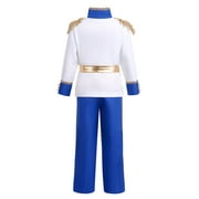 IBTOM CASTLE Boys Prince Charming Costume Halloween Cosplay Dress up Birthday Party Medieval Royal Prince Outfits for Toddler Child 10-12 Years Blue 4pcs