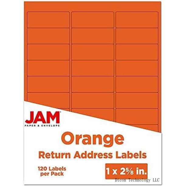 return address labels standard mailing 1 x 2 5/8 orange 120