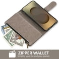 thumbnail image 6 of Asuwish Compatible with Samsung Galaxy S25 Ultra Wallet Phone Case and Tempered Glass Screen Protector Flower Faux Leather Flip Credit Card Holder Stand Zipper Cell Cover for S25ultra Women Grey, 6 of 8