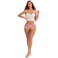 thumbnail image 5 of DARING DIVA Women's High-Waisted Extended Crotch Panties 3 Pcs XL Pink, Gray, Beige, 5 of 6