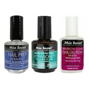 Mia Secret Nail Prep 0.5 oz, Xtrabond Primer 0.5 oz, Brush-on Clear Nail Gel Resin 14g