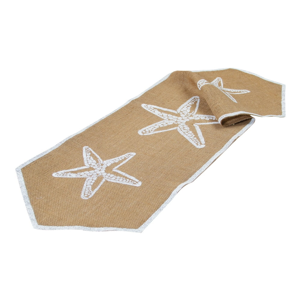 coastal white starfish burlap 36 x 12 inch kitchen dining table runner