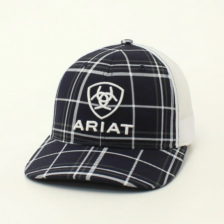 ARIAT PLAID FRONT WHITE LOGO NAVY - HATS CAP - A300016803