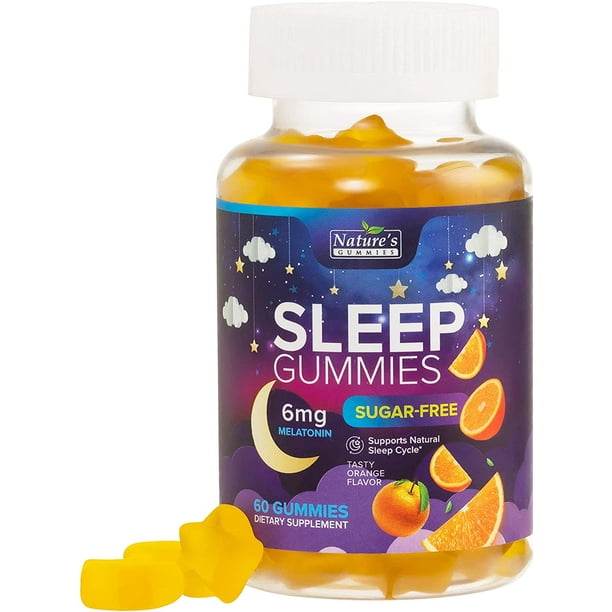 Sugar Free Sleep Gummies Extra Strength 6mg Melatonin, Natural Sleeping Gummy for Adults and