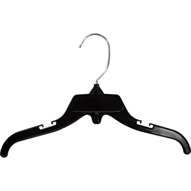 One Inche Hanger Recycled Stackable Black Plastic Top Hanger with T Notches , (Box of ...