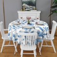 thumbnail image 2 of Blue Pioneer Flower Round Tablecloth 60" X 60",Wrinkle Wipeable Table Cloth for Kitchen Dining Room Picnic Patio Party, 2 of 6