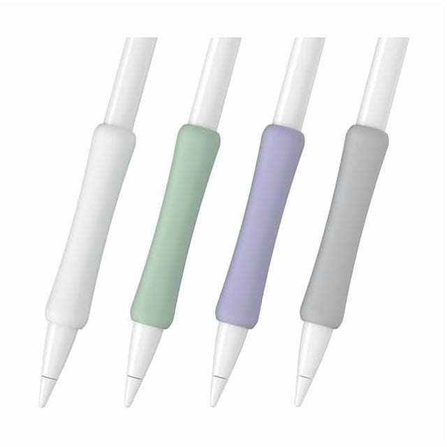 LinQingQ 4 Pack Silicone Grip Compatible with Apple Pencil 1st Generation Ergonomic iPencil Grip Holder Comfortable Writing & Precise Control (White/Lavender/Matcha/Gray)
