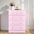 thumbnail image 2 of Tcbosik Dresser for Bedroom, Chest of Drawers, Storage Cabinet and Organizer with 5 Drawers for Living Room, Hallway, Macron Pink, 2 of 11