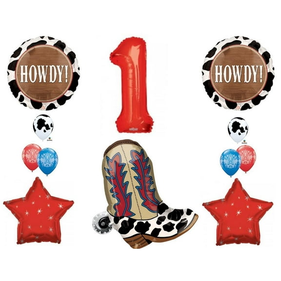 1st Birthday Cowboy Boots Howdy Party Balloons Decoration Supplies western rodeo