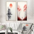 thumbnail image 1 of Designart "Minimal Serenity Moonlit Wanderings" Abstract Landscape Framed Wall Art Set Of 2 - Modern Pink Gallery Wall Frame Set For Home Decor, 1 of 6