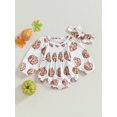 thumbnail image 2 of Wassery Baby Girls Halloween Costumes 0-18 Months Infant Girl Fall Halloween Romper Jumpsuits Long Sleeve Round Neck Pumpkin Print Bodysuit with Hairband, 2 of 7