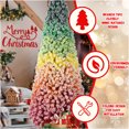 thumbnail image 3 of JERFIT 6ft Rainbow Flocked Artificial Christmas Tree with 1326 Tips, Snow-Covered PVC Branches, Hinged Construction & Metal Stand for Vibrant Holiday Decor, 3 of 9