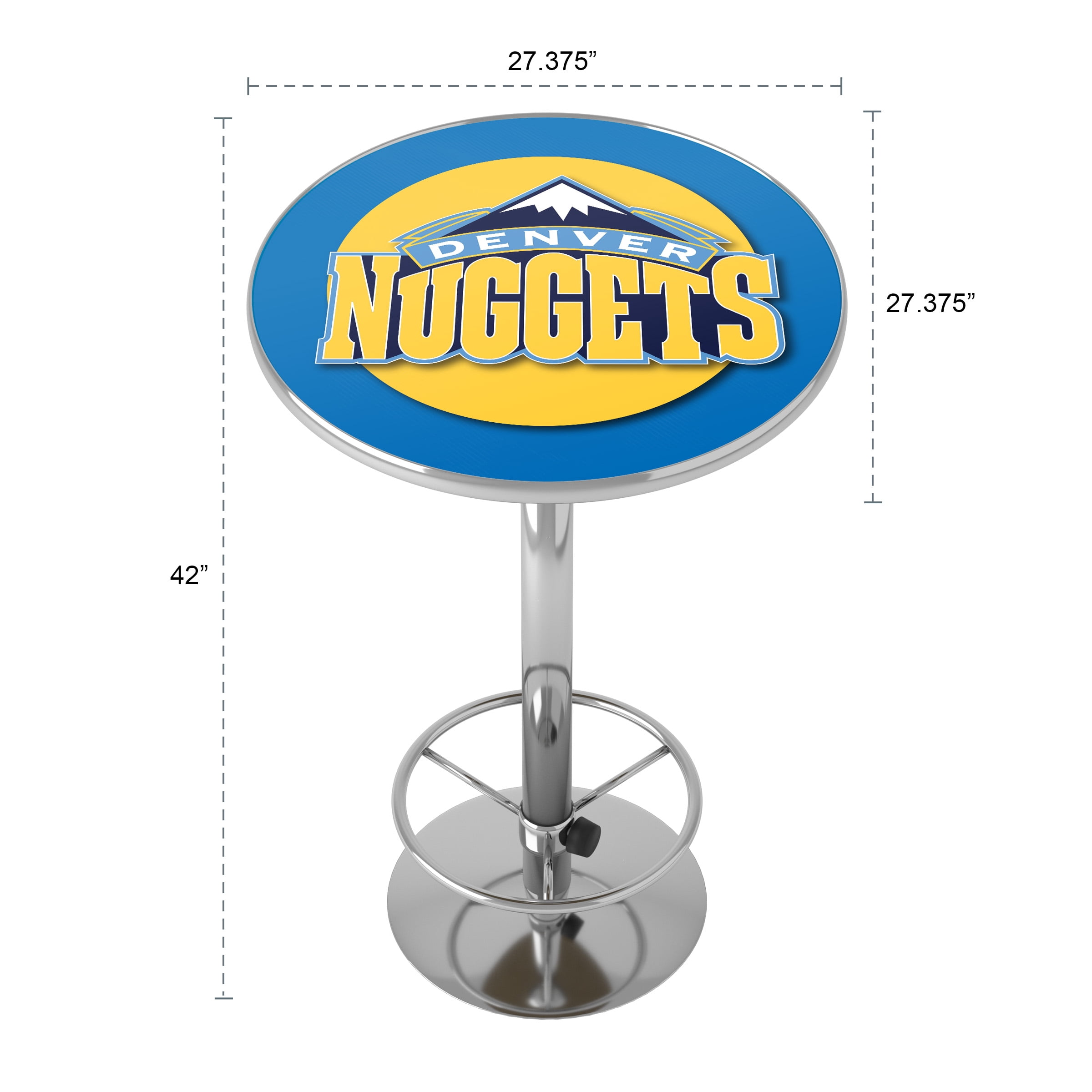 Denver Nuggets Logo Bar Table with Adjustable Footrest and Acrylic Top