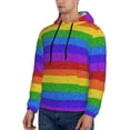 thumbnail image 3 of Pofeuu Colorful Glitter Rainbow Print Mens Casual Hooded Collar Drawstring Hoodies Pullover Sweatshirts Casual Long Sleeve Shirts-4X-Large, 3 of 7