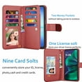 thumbnail image 3 of Wallet Case for Moto G Stylus 5G 2025 Wallet Case ,[9 Card Slots] Luxury PU Leather Credit Holder Carrying Folio Flip [Detachable] Kickstand Magnetic Phone Cover & Lanyard [Wine], 3 of 6