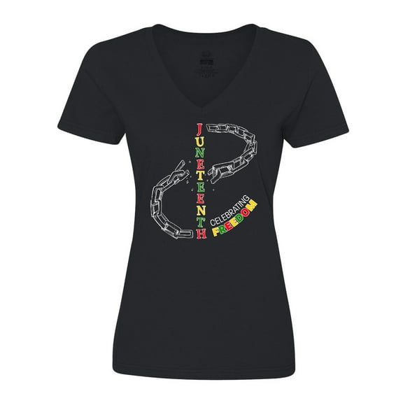 Inktastic Juneteenth-celebrating Freedom- Breaking Chains Women's V-Neck T-Shirt
