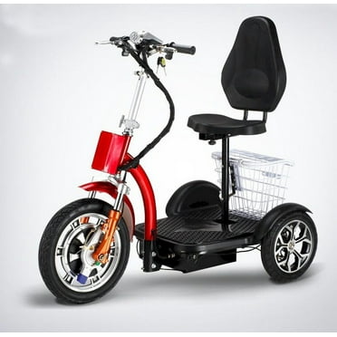 Mobility4less Foldable 3-wheel Electric Scooter, Red Blue